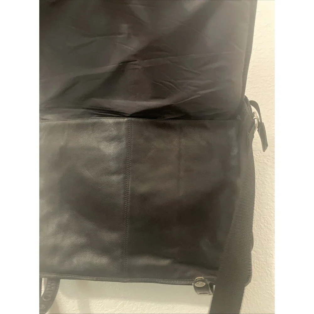 Clava American USA Black Leather Laptop Bag Career Men Bag Preppy Tote